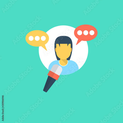 
Two persons with chat bubbles are talking or discussing 
