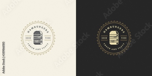Burger logo vector illustration hamburger silhouette good for restaurant menu and cafe badge