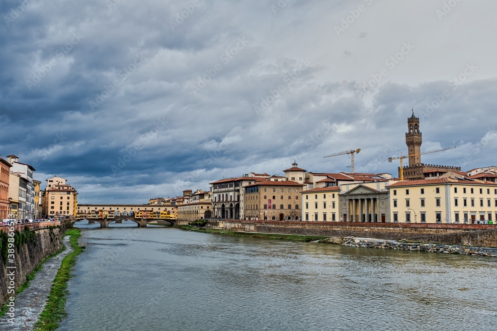 Arno River with Architecture in Florence Italy