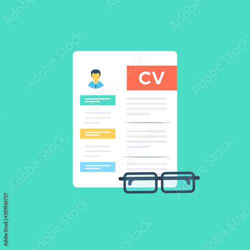 
Personal document, flat icon curriculum vitae
