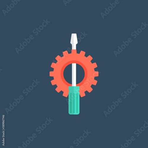 
Gear wheel with wrench symbolising settings 
