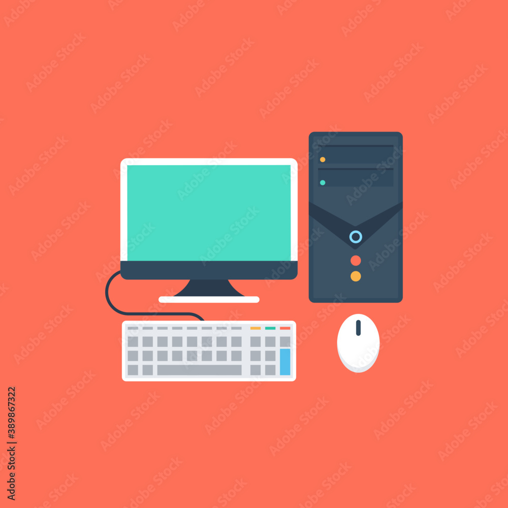 Computer monitor with pc tower, personal computer
Computer monitor with pc tower, personal computer