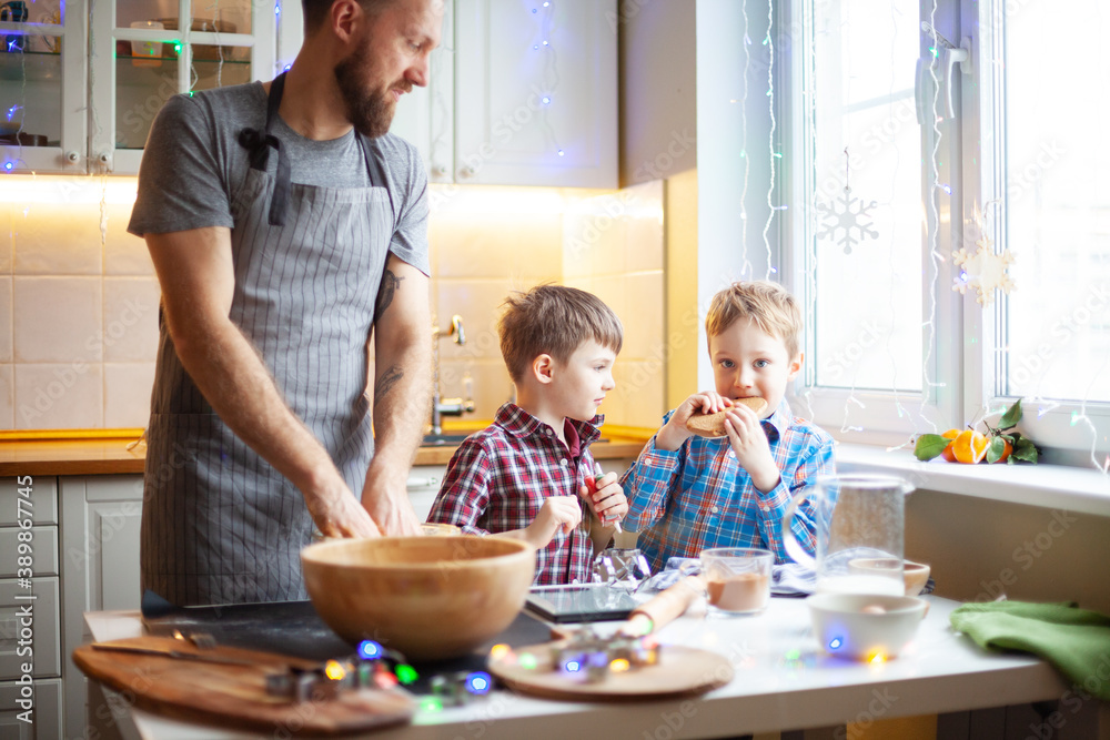 Young family making cookies at home Young family making cookies at home