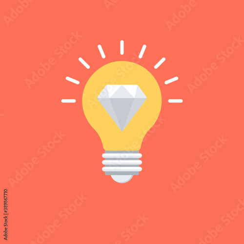 
A sparkling bulb inside diamond showing concept of brilliant idea 
