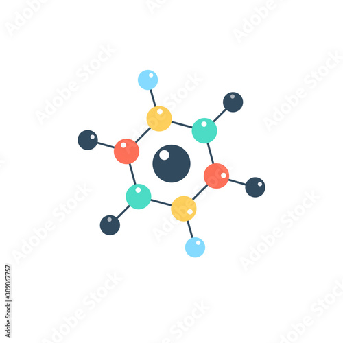 
Chemical bonding connecting network, molecular structure flat vector icon

