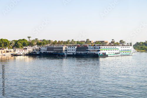 A lot of Floating hotels (tourist boats) moored between Luxor and Aswan in central Egypt for lack of tourism © Alfredo