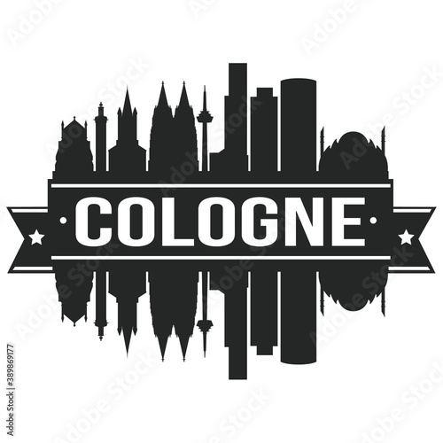 Cologne Germany, Skyline Silhouette City Vector Design Art Stencil.