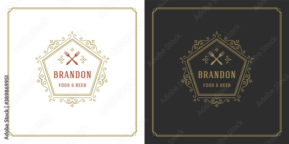 Restaurant logo design vector illustration forks silhouette good for restaurant menu and cafe badge