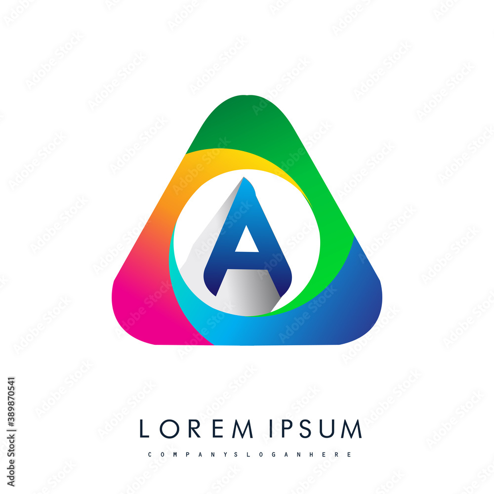 A letter colorful logo in the triangle shape, Vector design template elements for your Business or company identity. A letter colorful logo in the triangle shape, Vector design template elements for your Business or company identity.