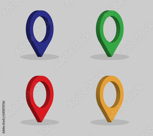 Set pin map marker pointer icon, GPS location flat symbol.