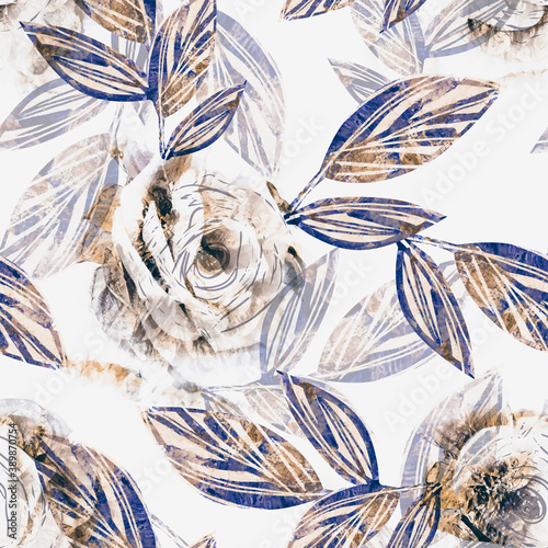 Floral Seamless Pattern with Roses.
