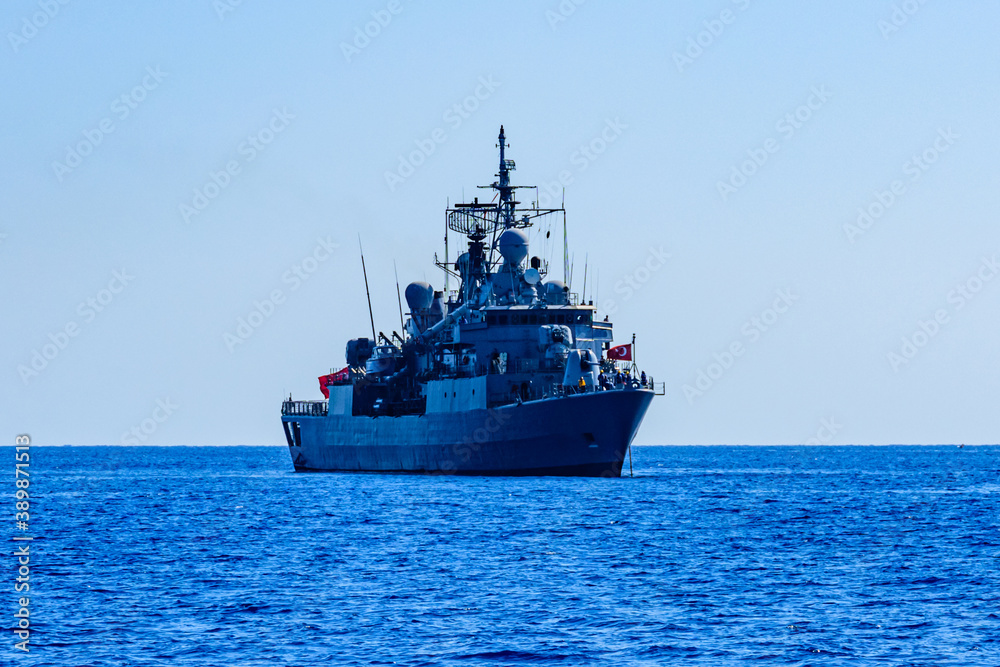 Turkish patrol boat on duty in a mediterranean sea