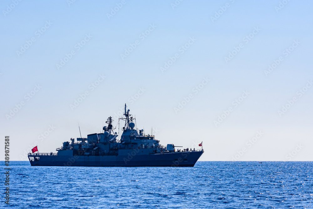 Turkish patrol boat on duty in a mediterranean sea