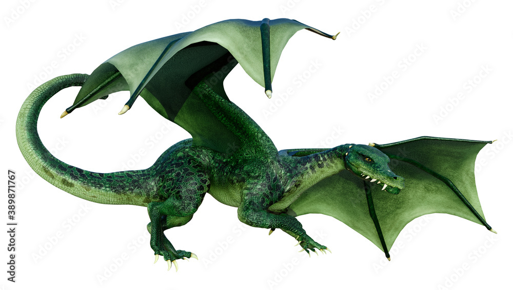 Fototapeta premium 3D Rendering Fairy Tale Dragon on White