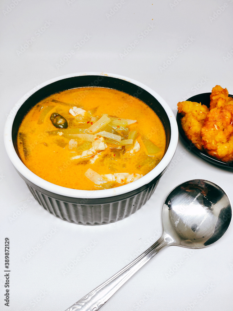sayur lodeh labu siam is indonesian traditional meal made Chayote and coconut milk. sayur lodeh labu siam is indonesian traditional meal made Chayote and coconut milk.