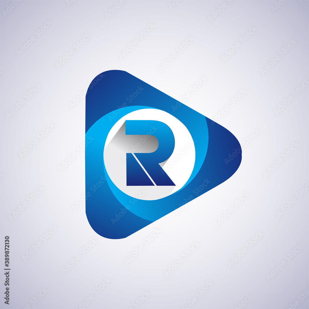 Logo R letter blue colored in the triangle shape, Vector design template elements for your Business or company identity. Logo R letter blue colored in the triangle shape, Vector design template elements for your Business or company identity.