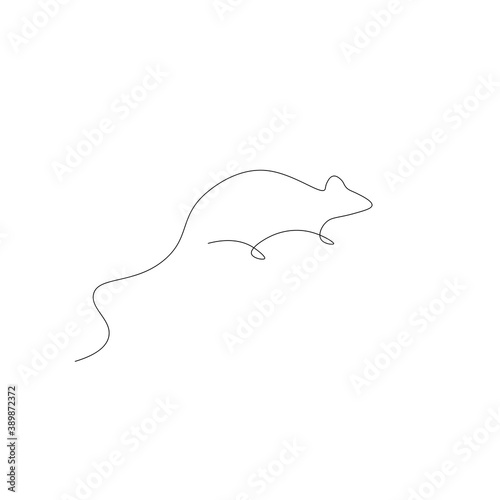 Mouse animal line drawing. Vector illustration