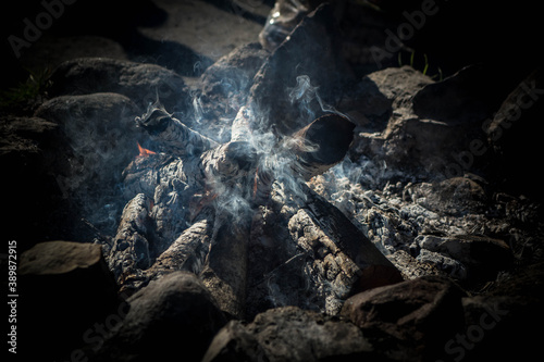 Burned fire with smoke