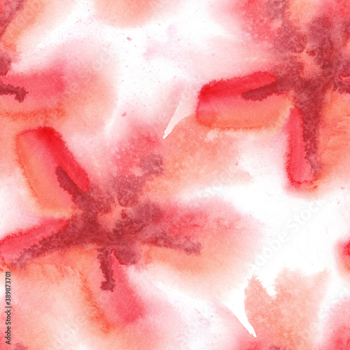 Seamless Pattern with Stylized Flowers. Watercolor Background.