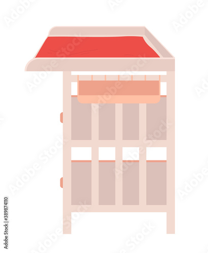 Bunk bed piece of furniture consisting of two bedsteads one above other side view isolated on white. Vector place for sleep, modern bedroom design element