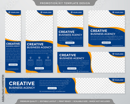 set of promotion kit, banner, flyer, cover, social media ads template with abstract background and modern style use for product branding and publication 