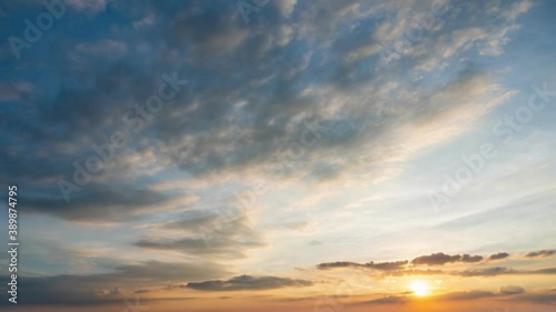 Sunset clouds time lapse,time lapse nature background,the movement of clouds and sun,sunset time interval.