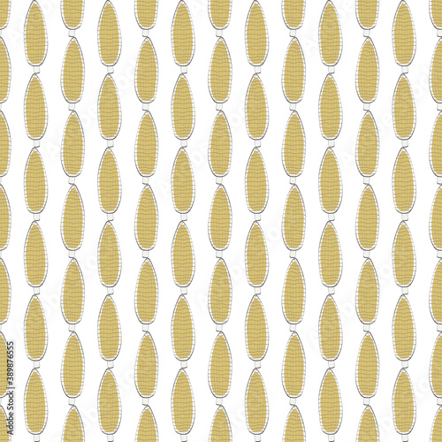 Vector Vegetables Corn Stripes on White Seamless Repeat Pattern. Background for textiles, cards, manufacturing, wallpapers, print, gift wrap and scrapbooking.