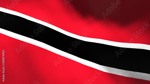 Trinidad and Tobago waving flag. Seamless cgi animation highly detailed fabric texture in cinematic slow motion. Patriotic 3d background of country symbol or government concept.