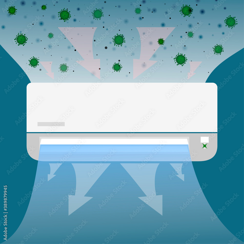 clean air with conditioner, air purification from allergens through an