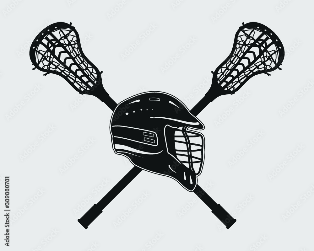 Lacrosse Symbol Stick Helmet Printable Vector Illustration Stock Vector
