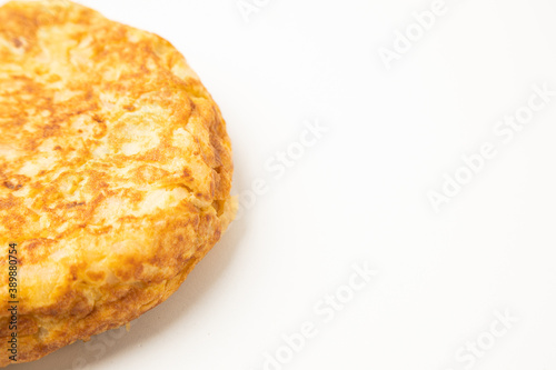 omelette with potatoes on white background