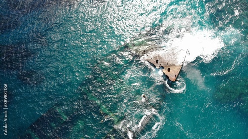 Sunken boat in the Atlantic ocean, Astron Wreck Shipwreck in Punta Cana	