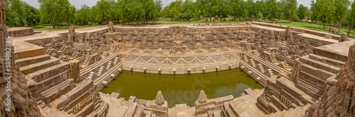 Photography Photograph is of flight of steps leading to Kunda or Reservoir located at Temple dedicated to the solar deity 'Surya' (Sun) at Modhera village of Gujarat State, India