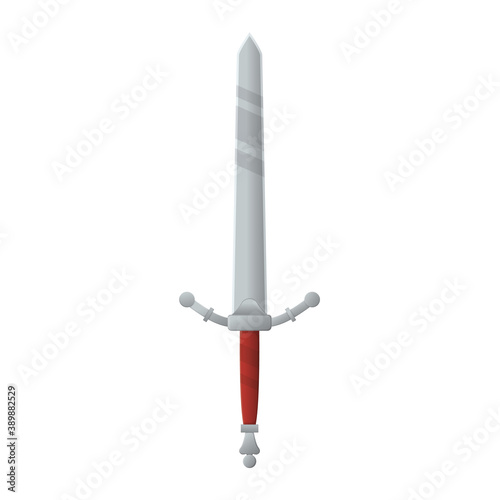 Medieval war type of weapon, concept icon sword old cold weaponry flat vector illustration, isolated on white. Cartoon equipment of murder.