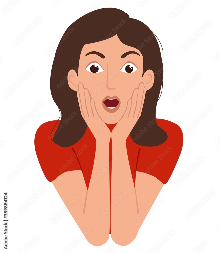 Surprised woman. Human expression. Cartoon vector illustration. Stock  Vector | Adobe Stock