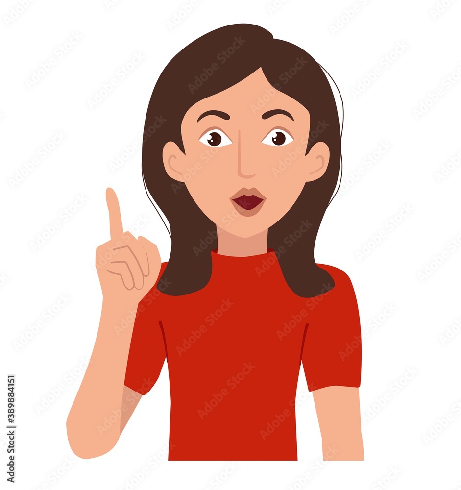 Woman having an idea. Human expression. Cartoon vector illustration. Woman having an idea. Human expression. Cartoon vector illustration.