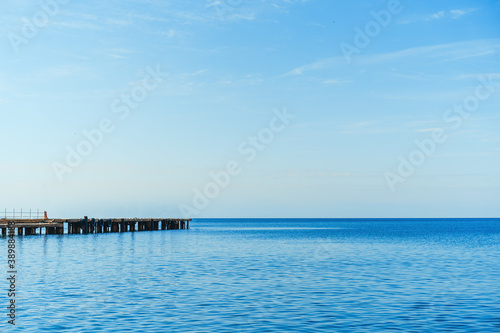 Long pier on the sea with no people