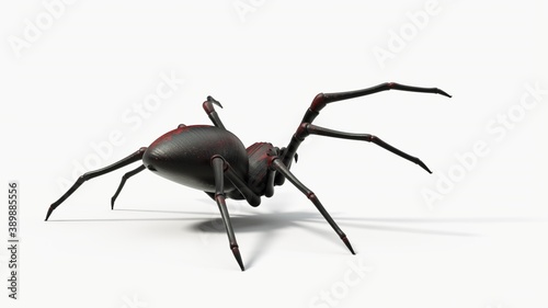 Atacking black spider. suitable for horror, halloween, arachnid and insect themes. 3D illustration photo