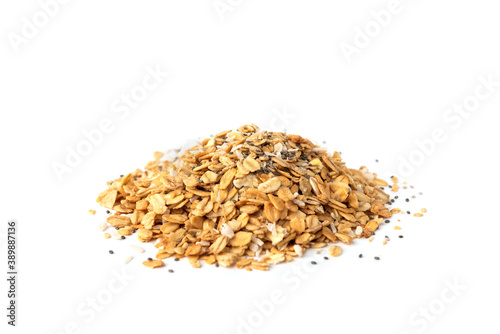 Granola isolated on white background.