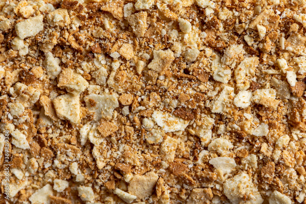A cake crumbs background texture top view A cake crumbs background texture top view