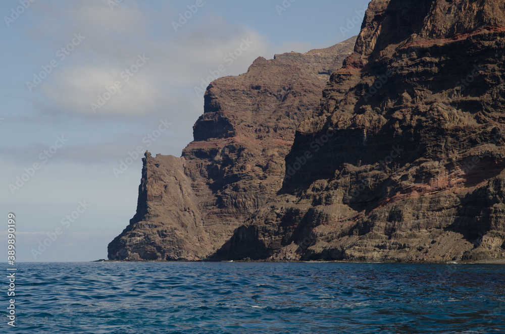 Sea cliffs in the Special Natural Reserve of Gui Gui. Aldea de San Nicolas de Tolentino. Gran Canaria. Canary Islands. Spain. Sea cliffs in the Special Natural Reserve of Gui Gui. Aldea de San Nicolas de Tolentino. Gran Canaria. Canary Islands. Spain.