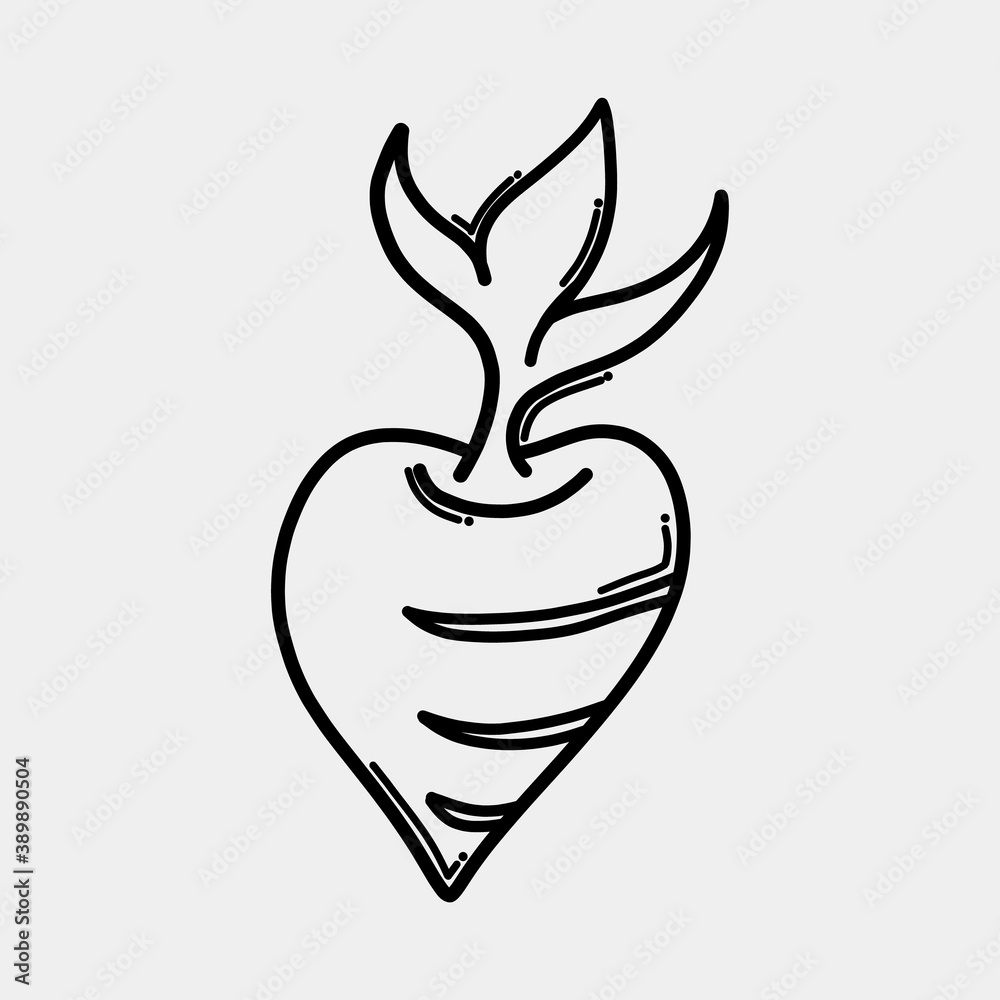 Obraz premium carrot doodle vector icon. Drawing sketch illustration hand drawn line eps10