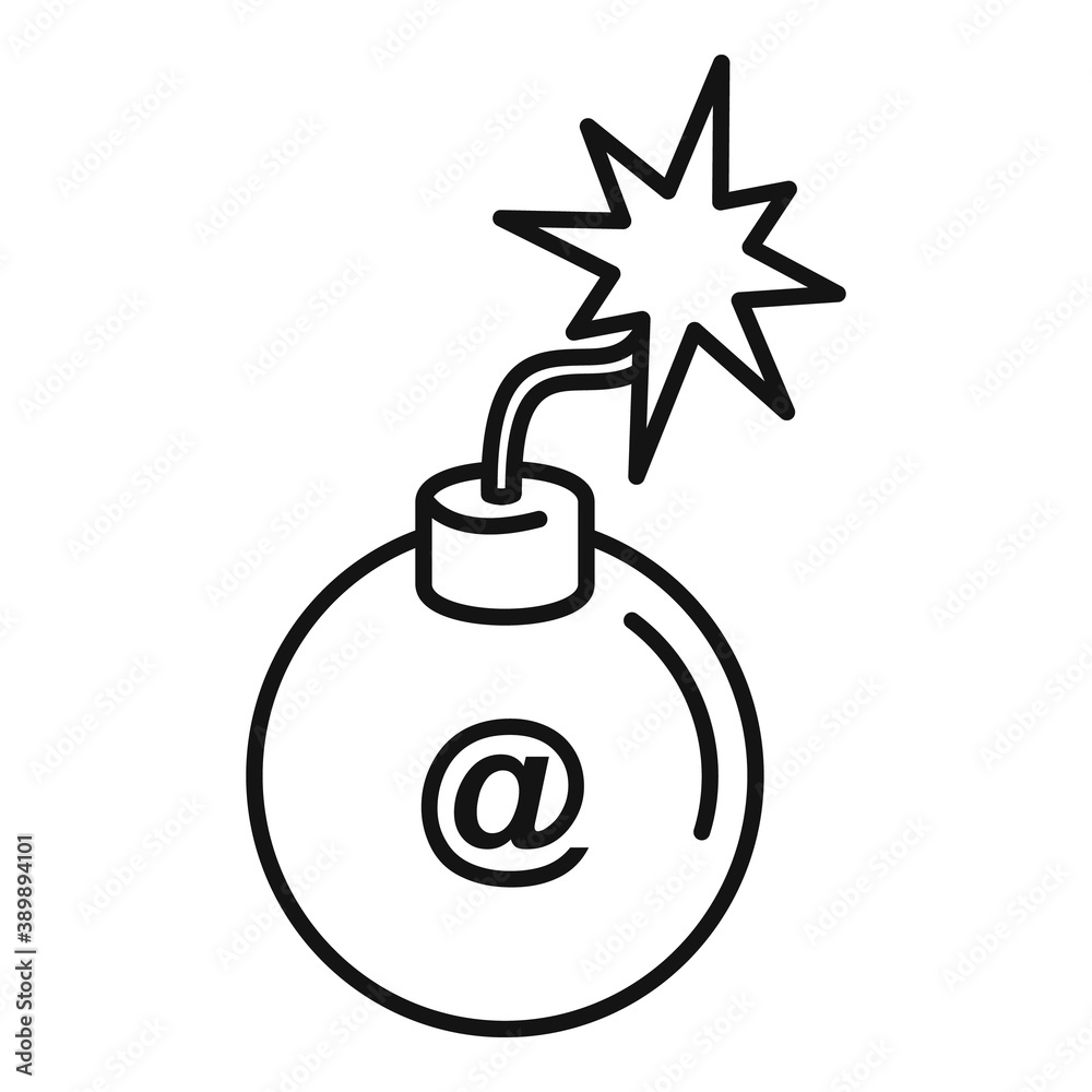 Email fraud bomb icon. Outline email fraud bomb vector icon for web design isolated on white background Email fraud bomb icon. Outline email fraud bomb vector icon for web design isolated on white background