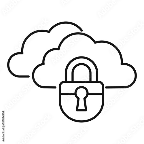 Secured data cloud icon. Outline secured data cloud vector icon for web design isolated on white background