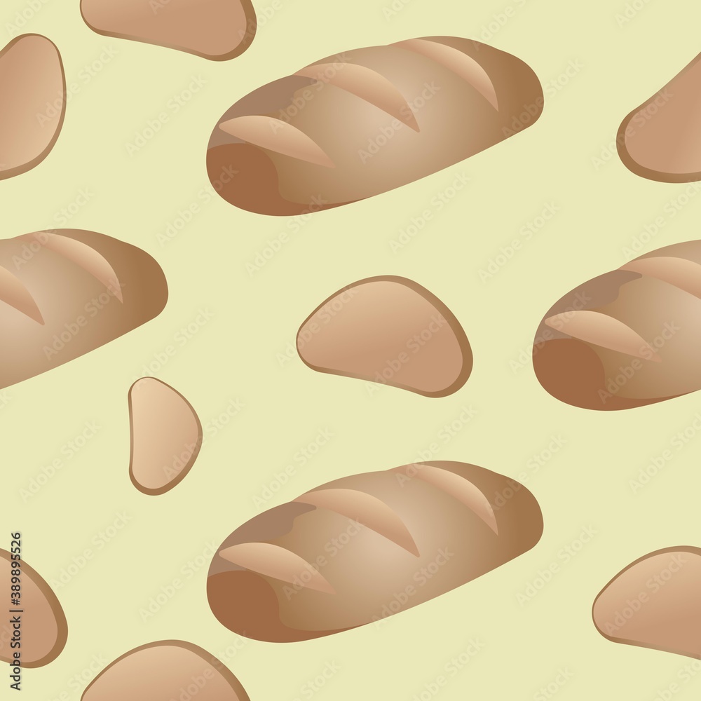 Seamless pattern of loaf with sliced pieces. Vector illustration isolated on a green background. Seamless pattern of loaf with sliced pieces. Vector illustration isolated on a green background.