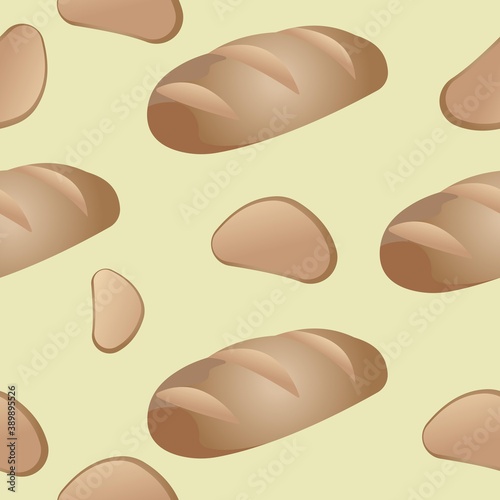 Seamless pattern of loaf with sliced ​​pieces. Vector illustration isolated on a green background.