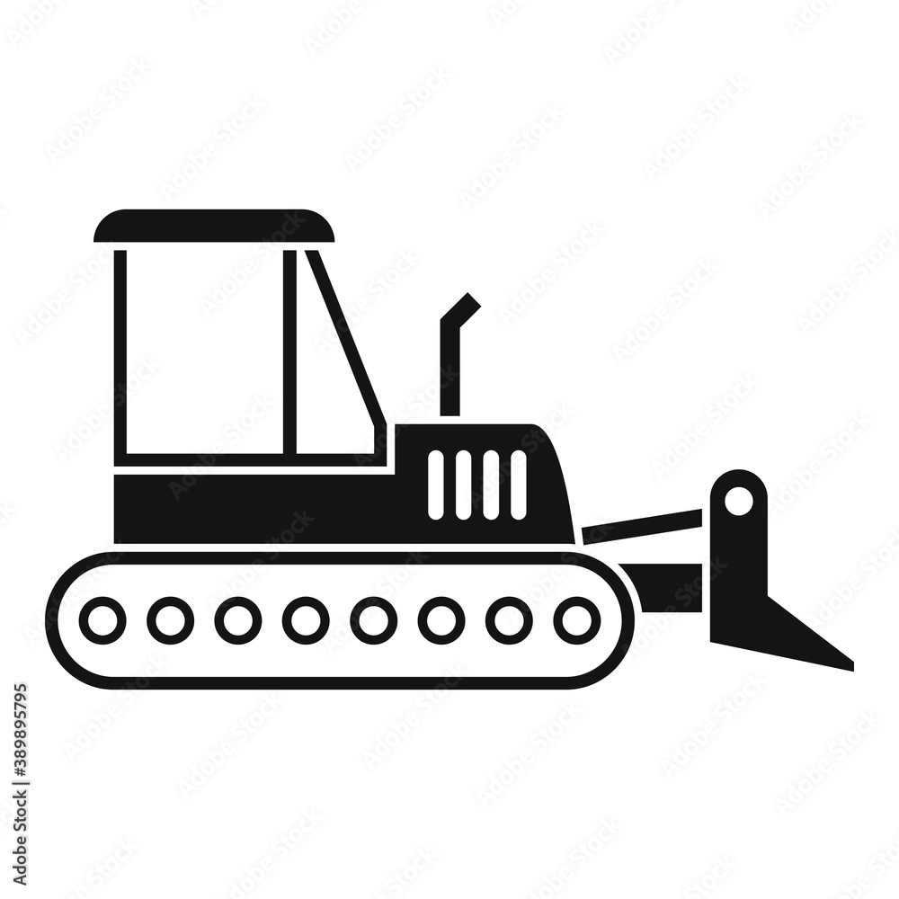 Machinery bulldozer icon. Simple illustration of machinery bulldozer vector icon for web design isolated on white background Machinery bulldozer icon. Simple illustration of machinery bulldozer vector icon for web design isolated on white background