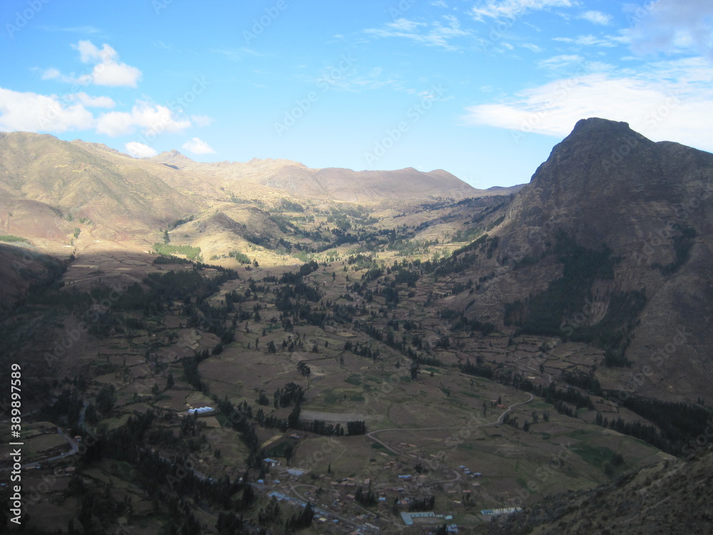 Hiking the Inca Trail through the beautiful green lush mountains to Huayna and Machu Picchu in Peru, South America