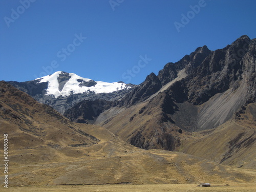 Hiking the Inca Trail through the beautiful green lush mountains to Huayna and Machu Picchu in Peru, South America