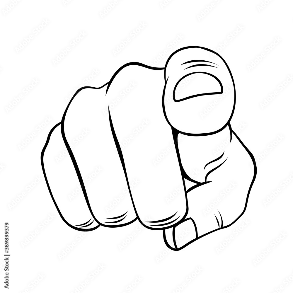 Pointer Finger Isolated on a White Background. Thin Line Icon for Website Design. A Realistic Black and White Sketch Pointer Finger Isolated on a White Background. Thin Line Icon for Website Design. A Realistic Black and White Sketch